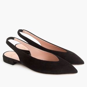 SOLD JCREW Black Pointed Suede Slingback